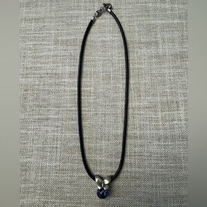 Troll Bead Summer Butterfly Bead Necklace with black leather cord